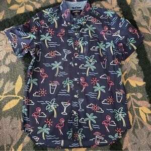 Chubbies The One Man Wolf Pack Short Sleeve Button Down Friday Shirt Size Medium